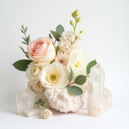 Composizione floreale con gemme preziose