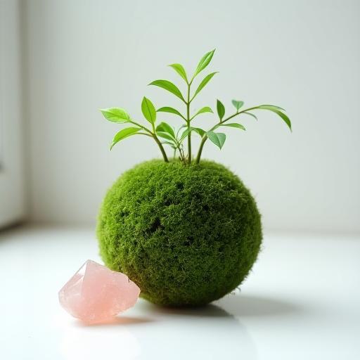 Kokedama energetico con quarzo